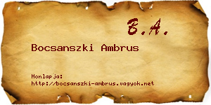 Bocsanszki Ambrus névjegykártya
